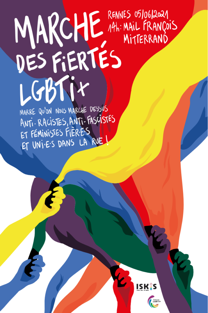 Affiche de la Marche des Fiertés LGBTI+ 2021 de Rennes