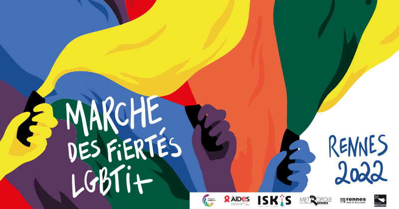 Reprise du visuel de la Marche des Fiertés LGBTI+ de Rennes 2022